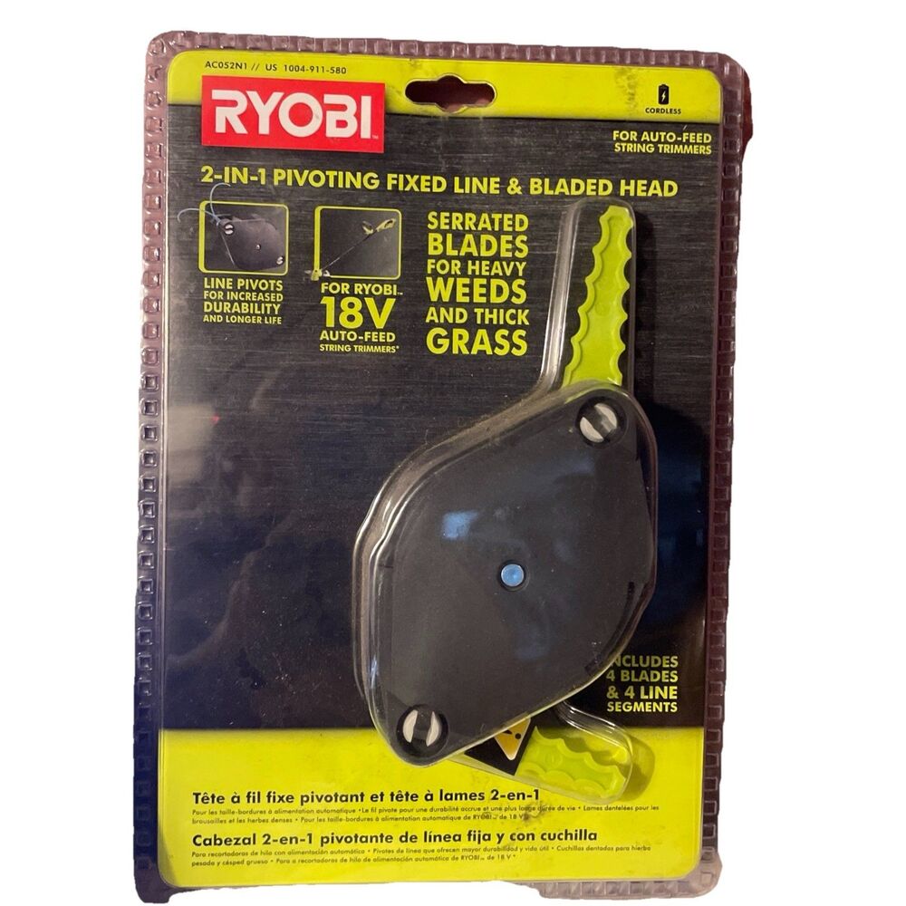 RYOBI 2-in-1 Pivoting Fixed Line and Bladed Head For AutoFeed String Trimmer NEW